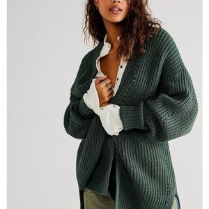 Free People Nightingale Cardi Cardigan Dark Green Evergreen Small
